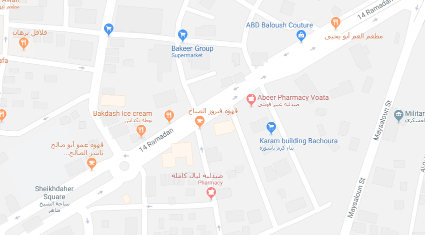 a map pointing at the location of Digital-Edge company office in Latakia              